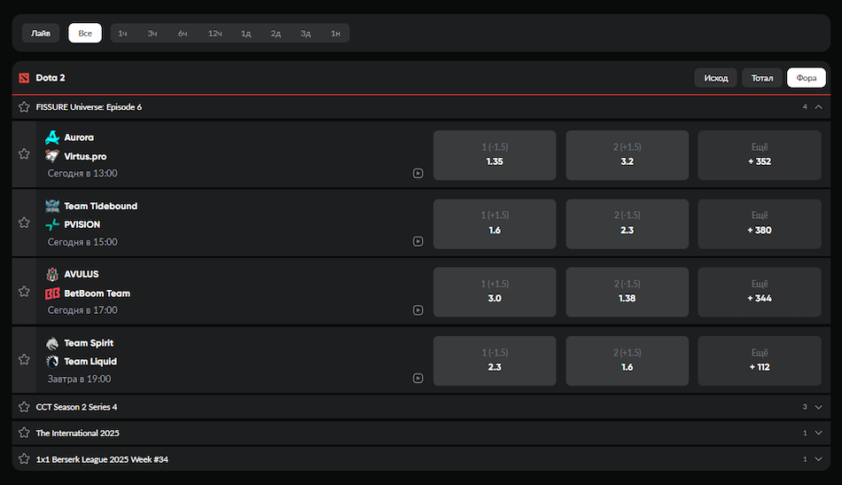 ставки на доту форой