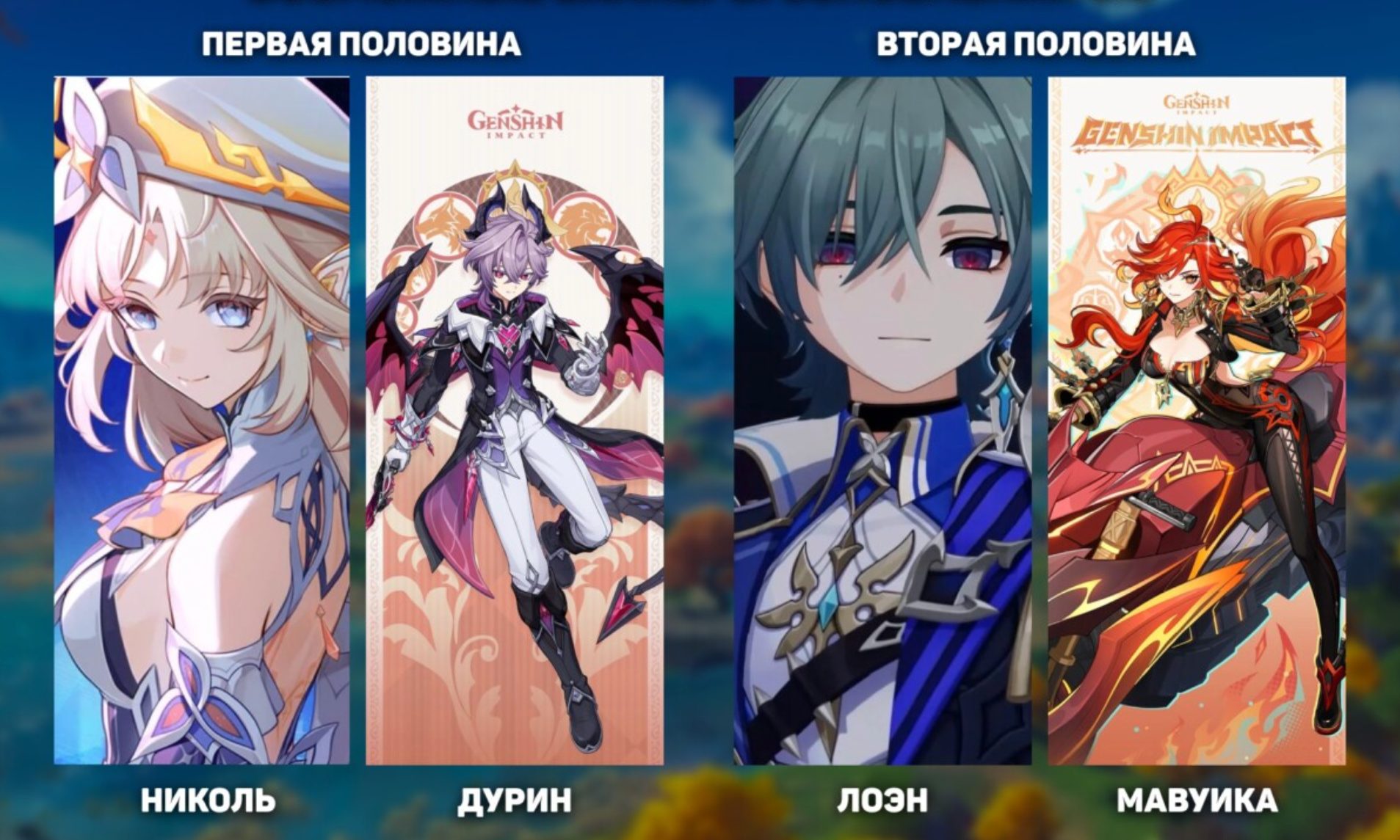 Расписание баннеров в Genshin Impact на 2026 год